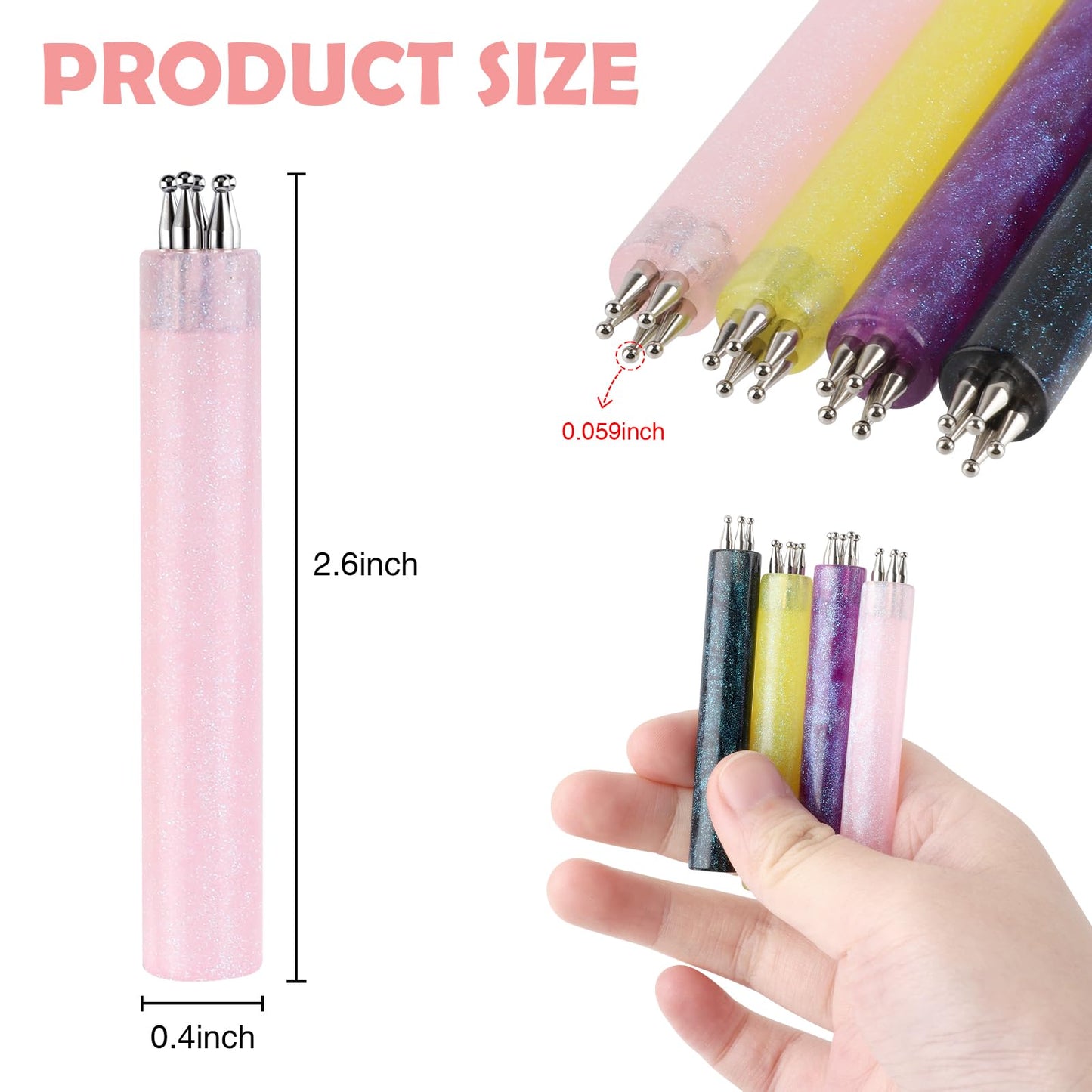 4PCS 5 Petal Flower Nail Dotting Pen , Professional Nail Art Tools for Polka Dot & Floral Designs ,Durable Dotting Tool