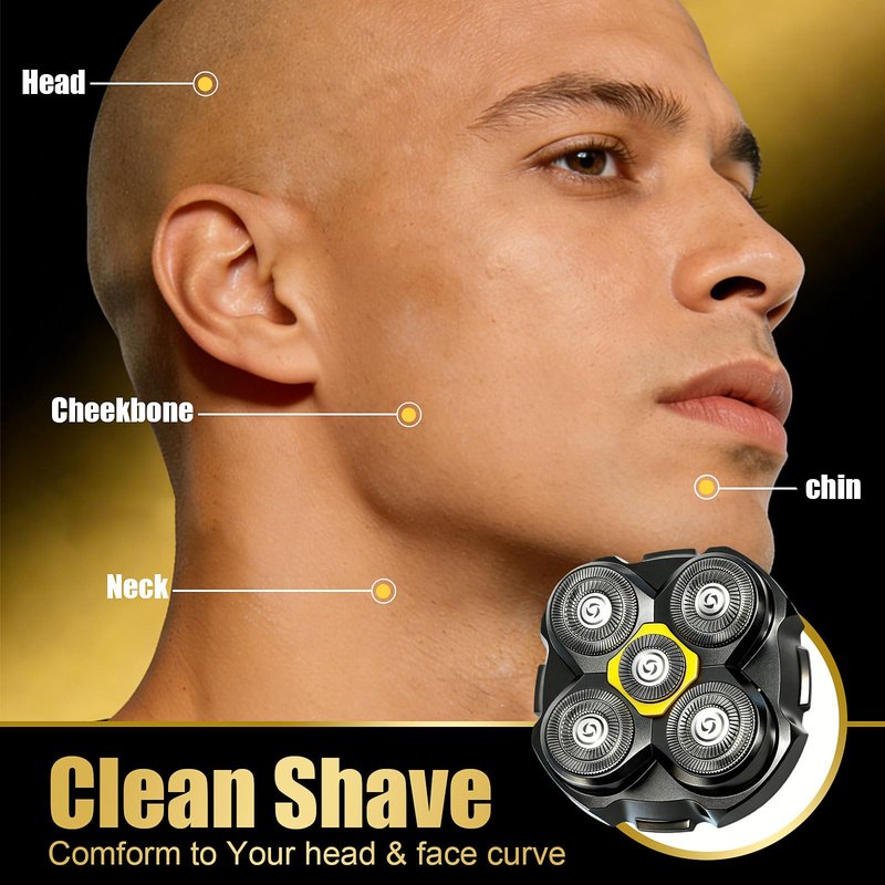 5 Head Shaver Replacement Head for MicroTouch Titanium Shaver for Bald Men Head and Face Wet/Dry Shaving (Black(4count))