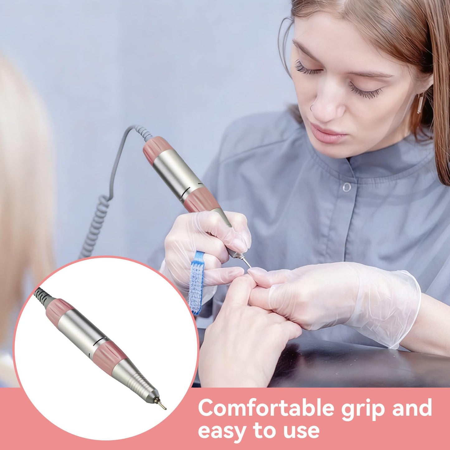 35000rpm Electric Nail Drill Pen, Nail Drill Handpiece Replacement, Aluminum Alloy File Acrylic Powder Remover Gel Polisher Grinder Portable Manicure Pedicure Art Tool