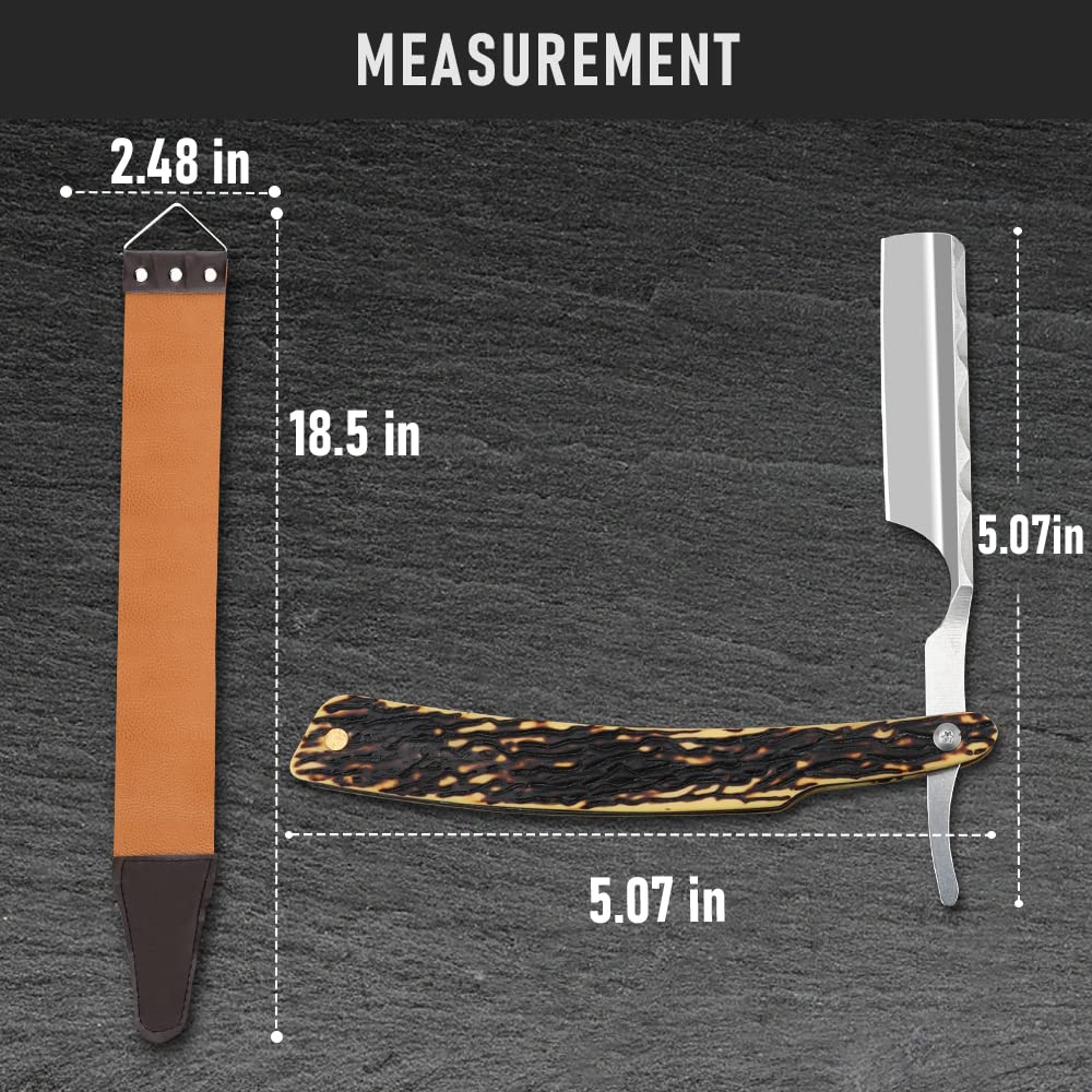 Straight Razor With Strope - Professional Straight Edge Barber Premium Stainless Steel Shaver With Shaving Strop for Men Home & Salon Grooming Using (NO.163)