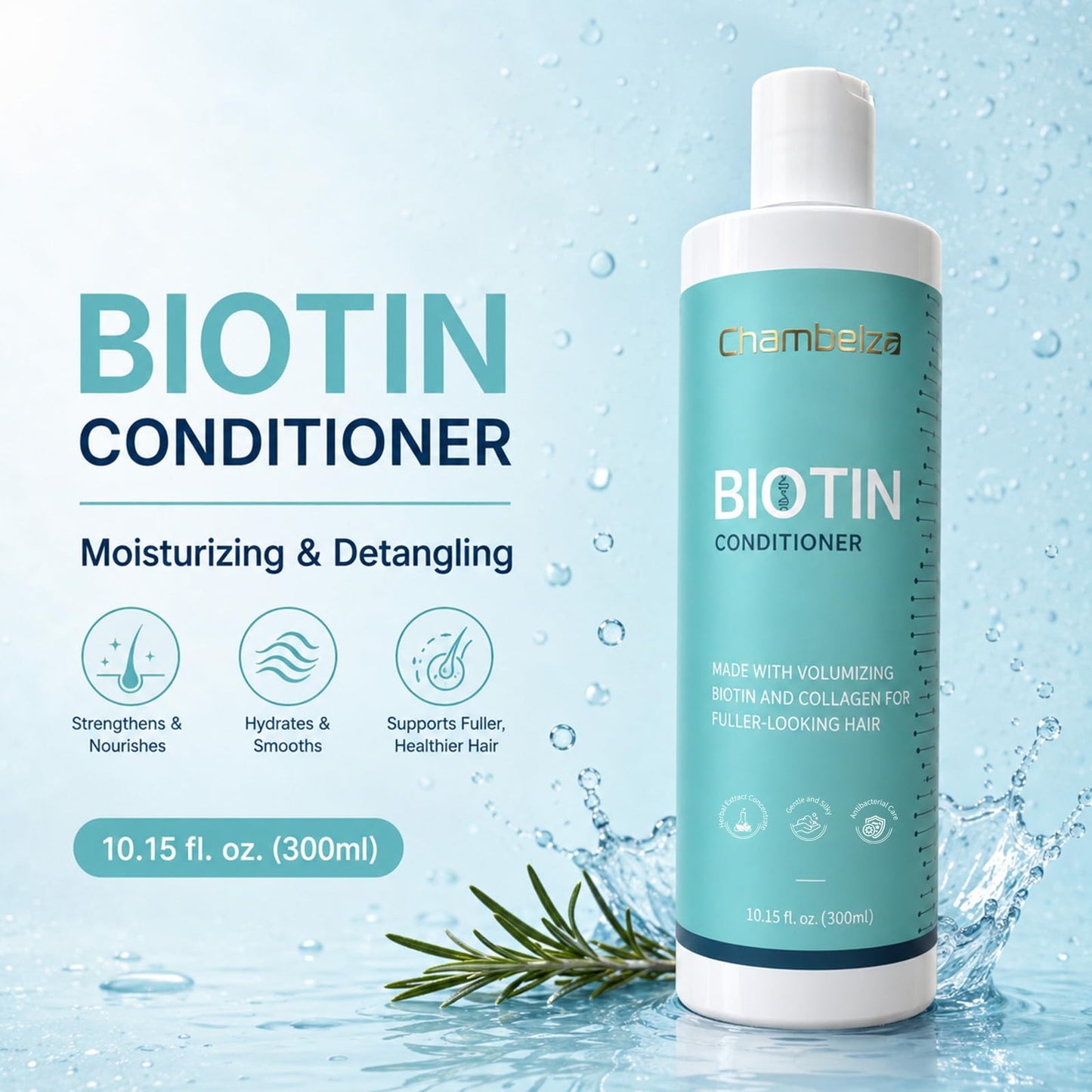 Biotin Shampoo & Rosemary Conditioner Set - Anti-Hair Loss Shampoo and Conditioner for Men and Women - Formulated for Fine Hair - Targets Thinning Hair and Hair Loss - 10.15 fl oz