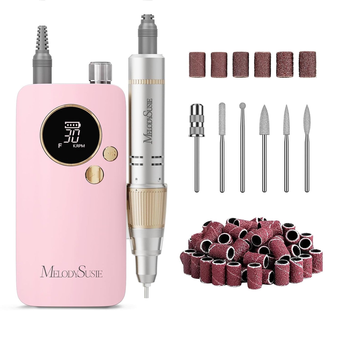 Clip-On Rechargeable Nail Drill - 30000RPM E-File for Manicure & Gel Removal | Pastel Design, Ideal for Training & Home Use