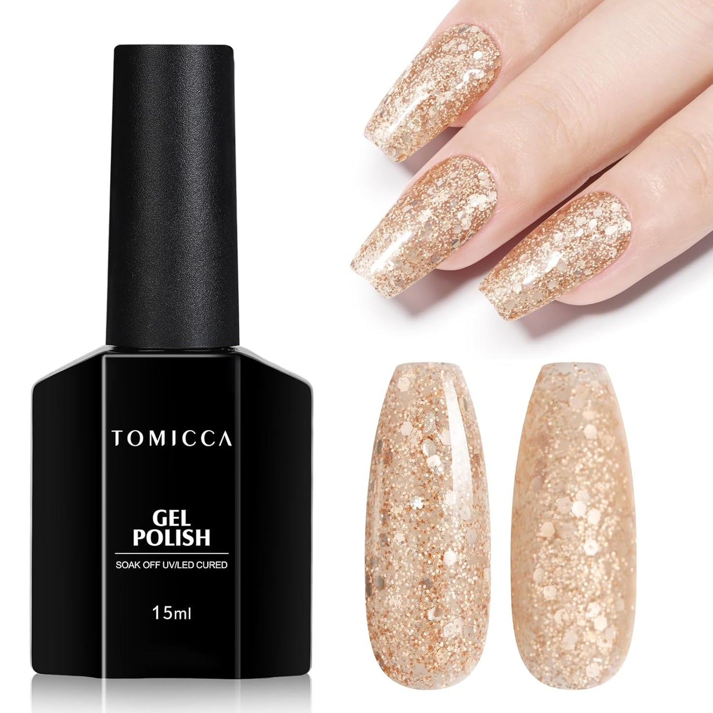 TOMICCA Gel Nail Polish - Dark Orange Autumn Winter Color | Long Lasting High Gloss Soak Off UV LED for DIY Manicure