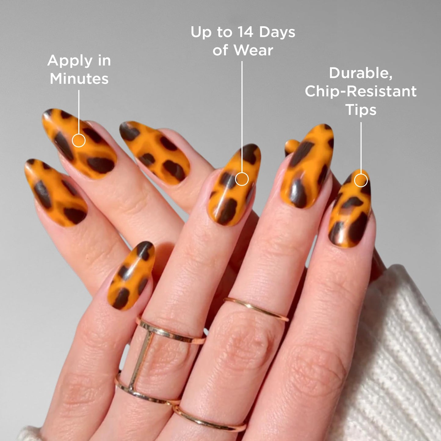 PaintLab Tortoise Shell Press On Nails Almond - Medium Tortie Brown, 30 Nails in 15 Sizes with Glue, Reusable Salon Quality Nail Press Ons