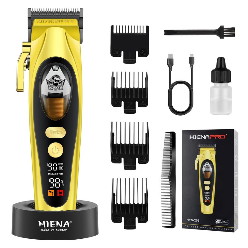 HIENA PRO Professional Cordless Hair Clippers for Men, Hair & Beard Trimmer Hair Cutting Kits, Adjustable DLC Blade Barber Clipper, Gift for Men