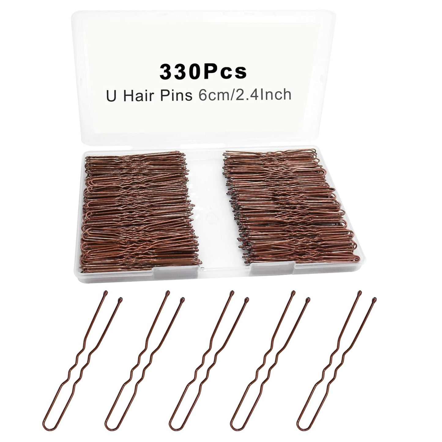 U Shaped Hair Pins - 330 Count Gold Bun Pins for Women | 2.4 Inch with Storage Box, All Hair Types