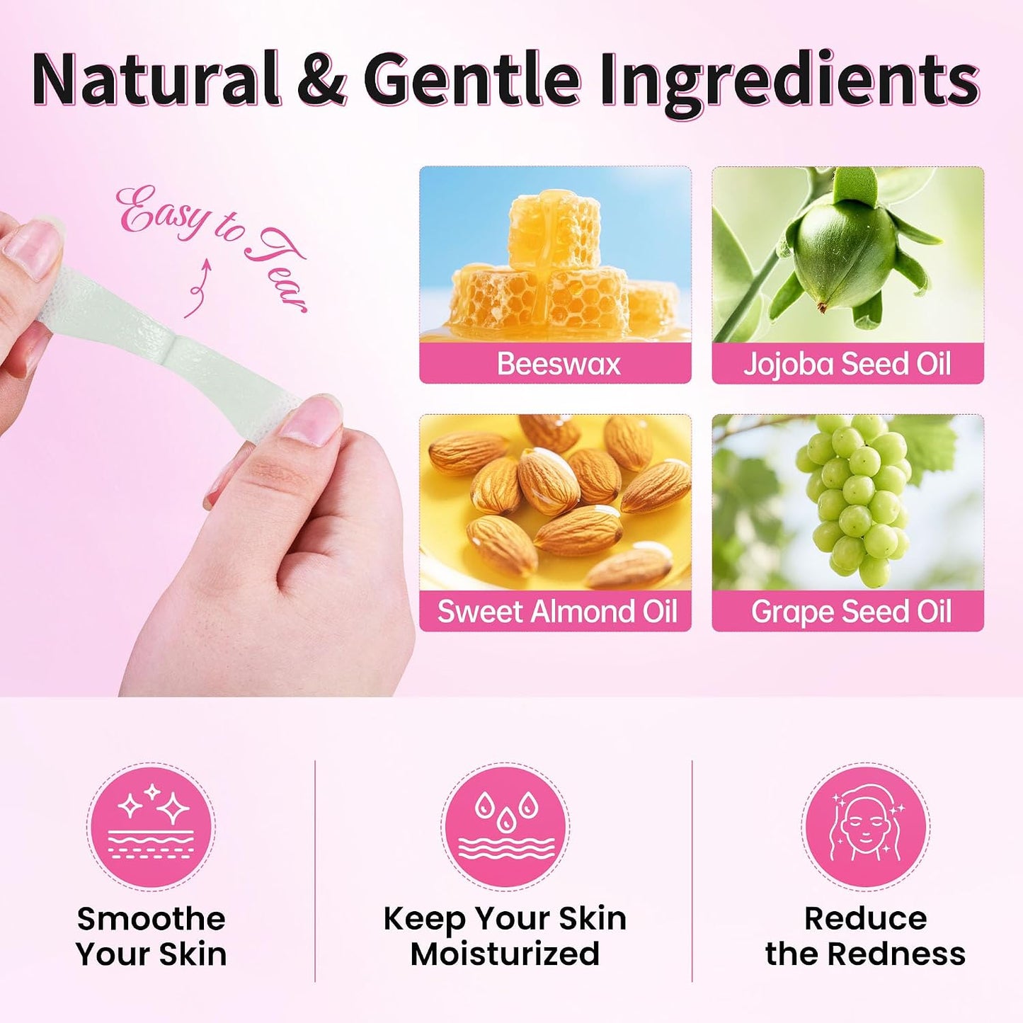 Beauty7 Lip Wax Strips - Facial Hair Removal for All Skin Types | 20 Pcs with Pearl Powder Oil