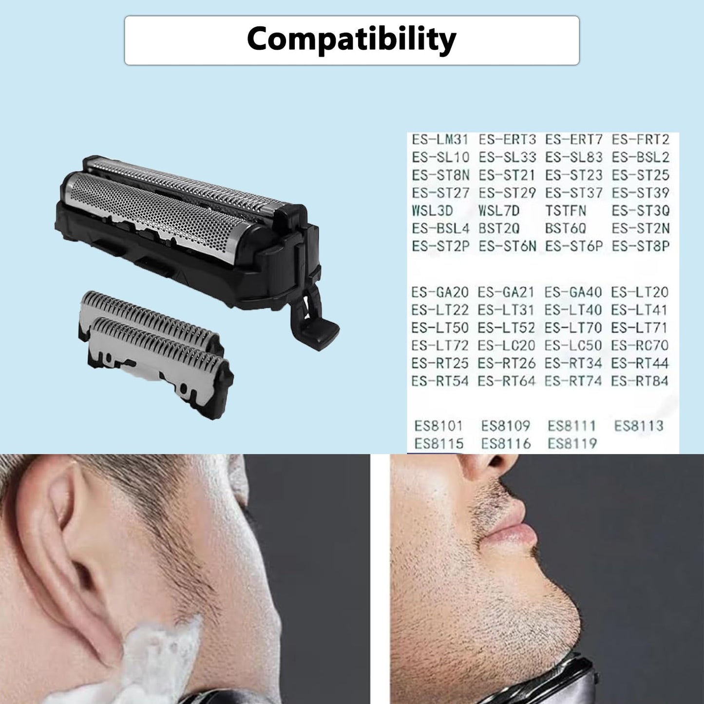 ES9013 ES8103 ES8109 Replacement Film and Blade for Shaver replacement heads for ES-LT41 ES-LT71,ES-GA20 ES-GA21,ES8111, ES8119,ES-CST6,ES-CST8,ES-ST2,ES-ST3,ES-GA25,ES-RC70 Etc Model 1Pack