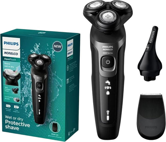 Philips Electric Shaver for Men - Rechargeable AquaTouch Wet & Dry Razor with Comfort Cut Blades | 5D Flex Head & Precision Trimmer