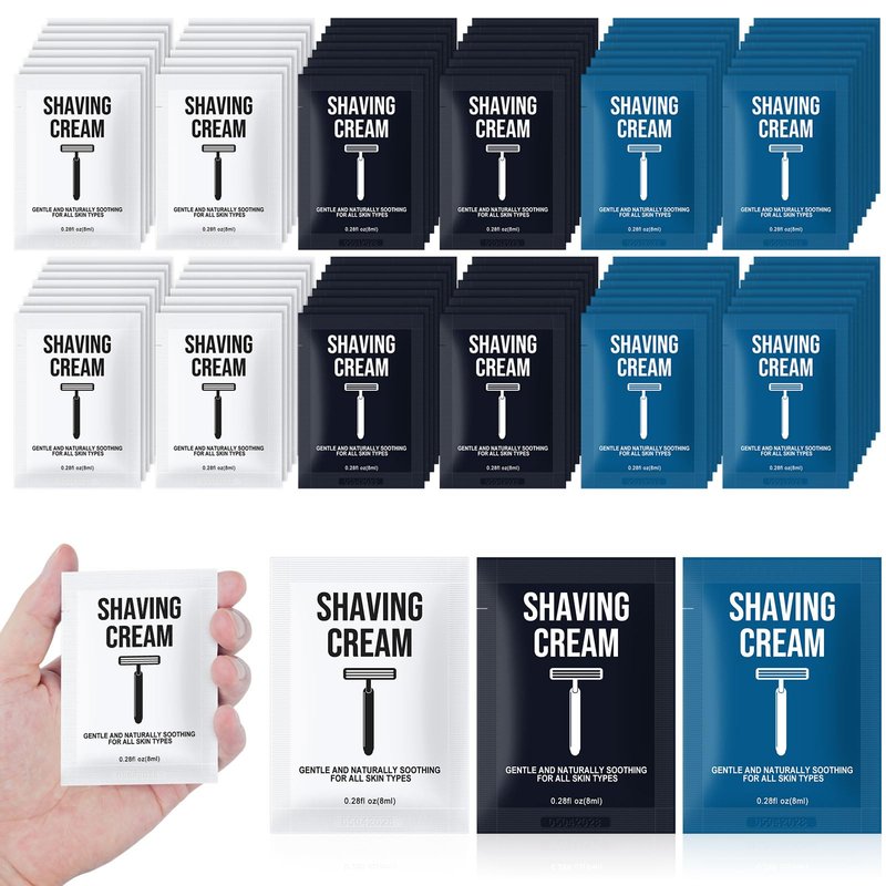 Shaving Cream Bulk Travel 8ml/0.28fl oz,Disposable Shaving Cream in Bulk Travel Shave Cream for Hotel Homeless （Jasmine, white tea and Unscented,pack of 60)