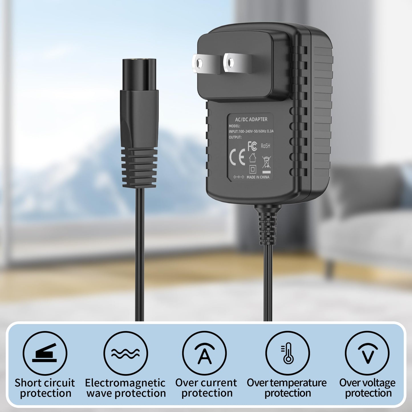 4.5V Charger for BaByliss PRO Trimmers FX788 FX787 FX870 FX820 FXSSM FX726 FX825 Outlining Shaver Clipper Power Cord Adapter