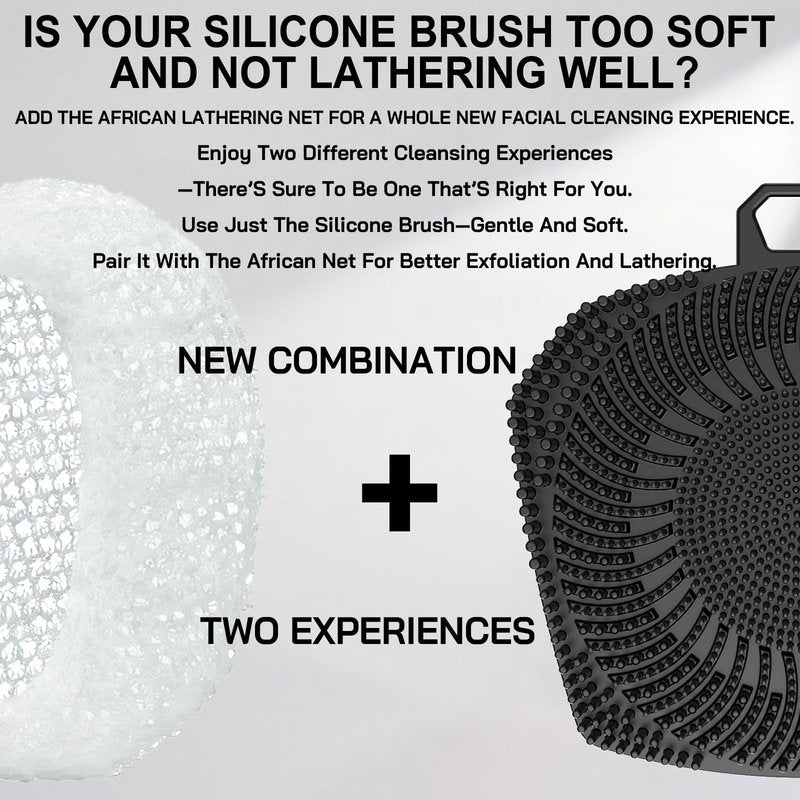 RamPula Face Scrubber & African Net, Silicone Exfoliating Brush for Men Women, Facial Cleansing Brush, Manual Waterproof Cleansing Skin Care, Blackhead Removing Pore Cleansing Massaging Face Brushes