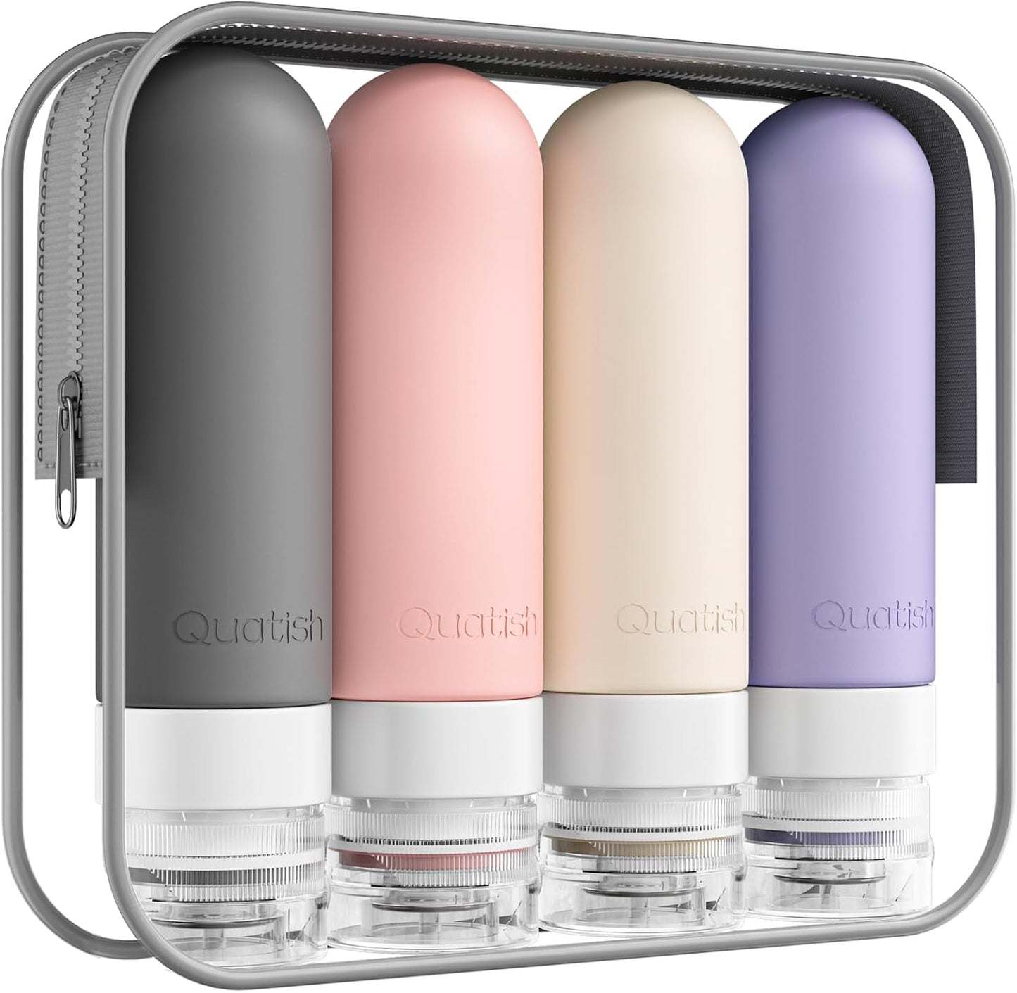 Travel Bottles for Toiletries - Leak-Proof Silicone 3 oz TSA Approved | 4 Pack Grey