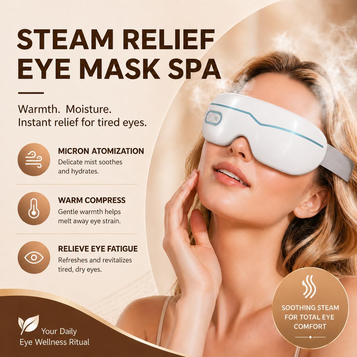 Steam Eye Therapy Pro - Nano Mist Rechargeable Eye Mask for Dry Eyes | 2-Level Heat & Auto-Off Feature