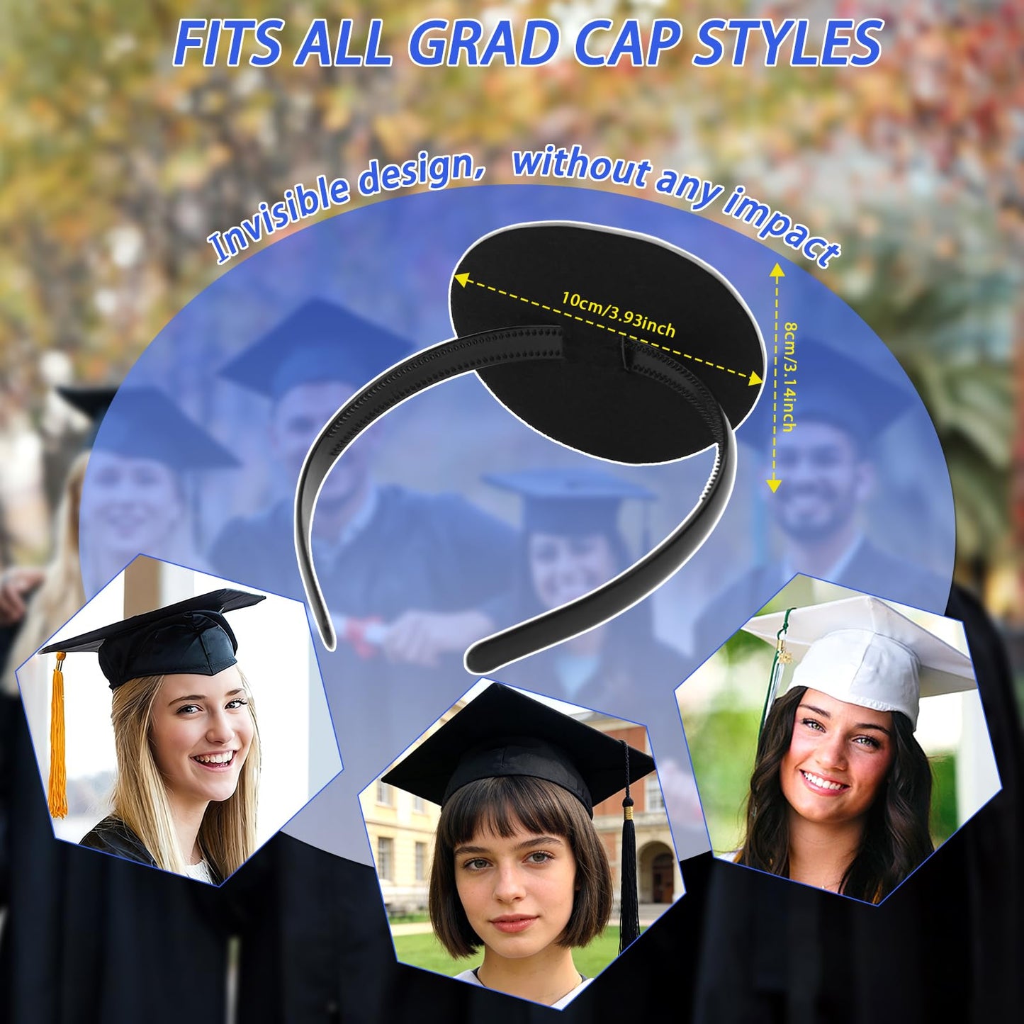Suyeah Graduation Cap Headband, Secures Your Grad Cap Upgrade Insert Hairstyle Hat Accessories Hairband, Grad Hat Hairband Insert, 2026 Graduation Gifts