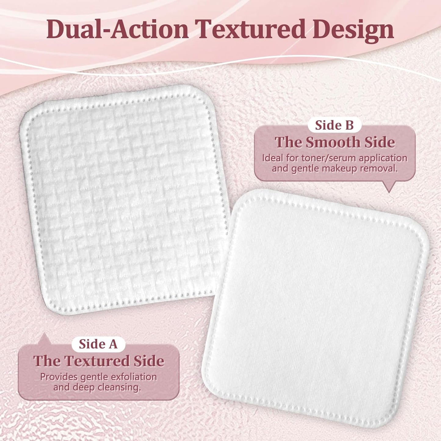 Large Cotton Pads for Face - Lint-Free, Triple-Layer Makeup Remover | 150 Count, No Tear, Upgraded Edges