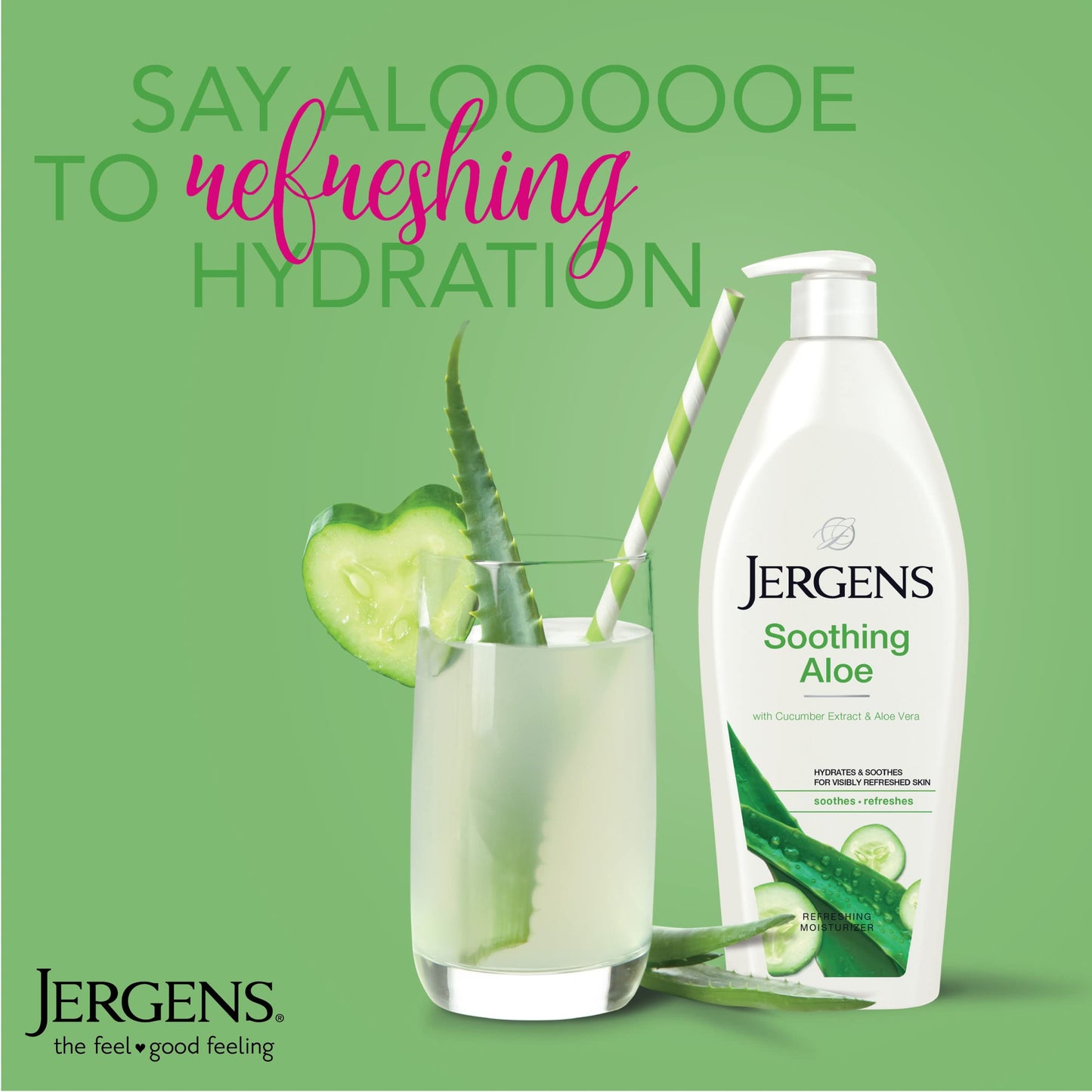 Jergens Soothing Aloe Body Lotion For Dry Skin, Moisturizer, 21 fl oz