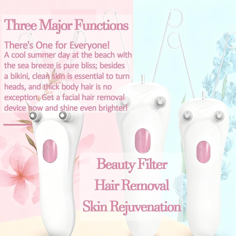 Ladies Facial Hair Remover Electric Women's Beauty Epilator, Cordless Electric Facial Threading Hair Removal for Women, Rechargeable Face Hair Remover Cotton Thread Epilator Body Hair Removal Device