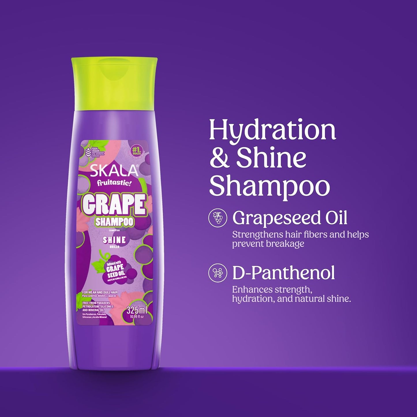 Grape Shampoo for Shine & Hydration - Strengthens Weak, Dull Hair | 10.99 fl oz