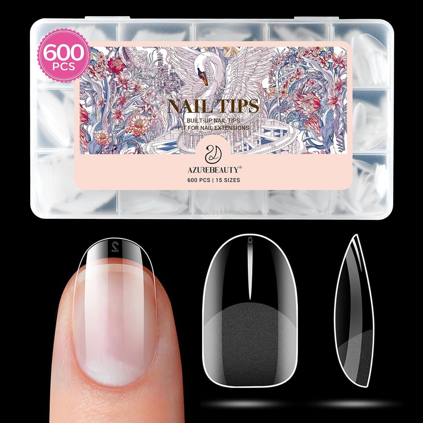 Extra Short Oval Round Nail Tips - 600pcs Soft Gel Acrylic Fake Nails | Half Matte Clear Press-On Extensions for DIY Manicure