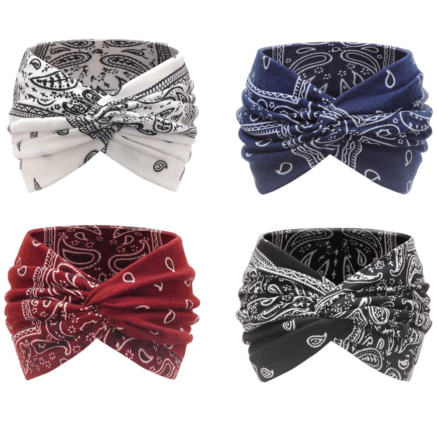 AQOKKA Extra Wide Headbands for Women Large Turban Headband Non Slip Boho Elastic Hairband Hair Twisted Knot Head Bands Accessories