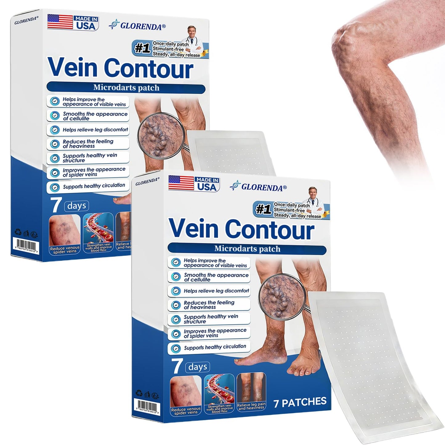 Luhaka GLORENDA Vein Contour Microdarts Patch, Vein Target Microdarts Patch, Relieve Leg Discomfort, Soothes Leg Discomfort, Effectively Moisturizes and Moisturizes (2PCS)