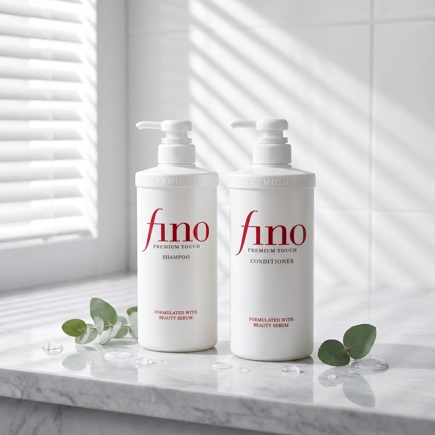 Fino Premium Touch Shampoo & Conditioner Set | J-Beauty Deep Repair Duo for Dry, Damaged Hair - 550ml Each (Total 37.2 fl oz)