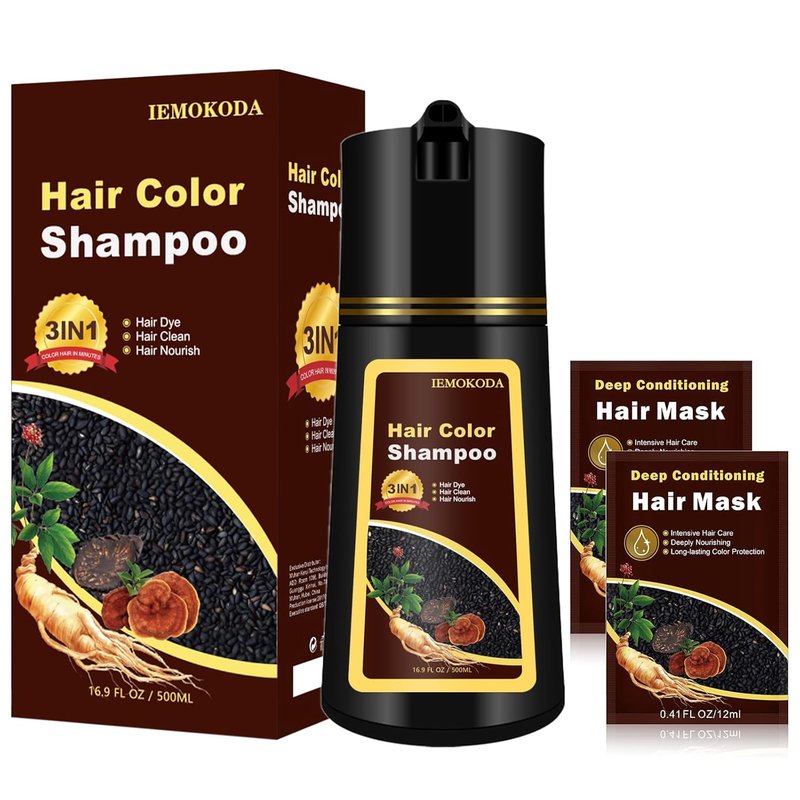 Yocisku Hair Dye Shampoo - Gray Hair Coverage | All Hair Types, Black