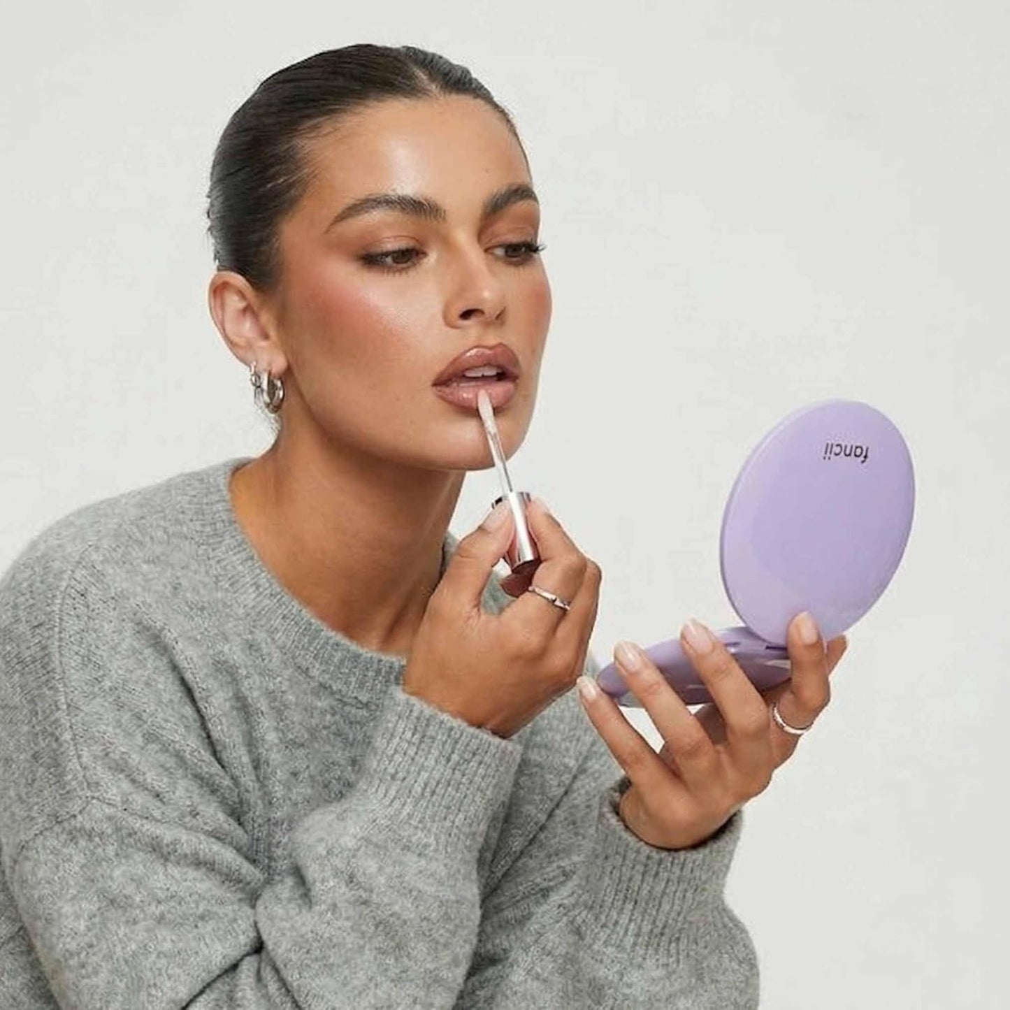 Compact Magnifying Mirror with LED Light - 10x/1x Rechargeable, Dimmable 3 Light Settings | Travel Handheld Mirror in Lilac Bliss