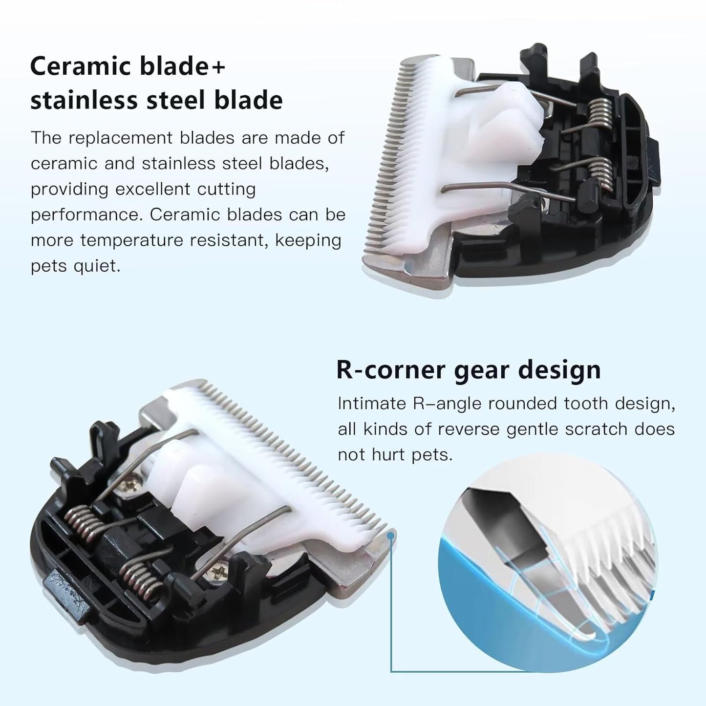 Replacement Blades for Dog Clippers - 2-Pack Low Noise Quiet Heads | Compatible with Oneisall Electric Clippers