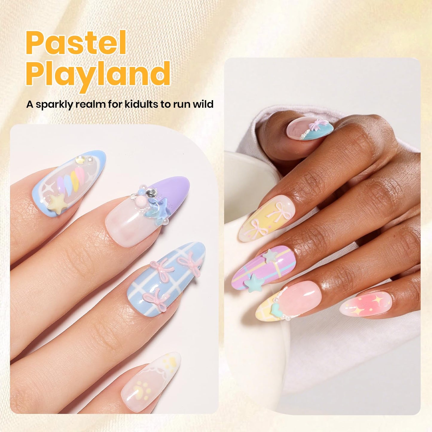Beetles 3D Sculpting Gel for Nail Art,2 oz Clear Solid Builder Nail Gel,5 in 1 Non-Sticky Hand Building Sculpting Extension with Sculpting Pen & Dual Forms,Beginner DIY UV Nails,Pastel Playland