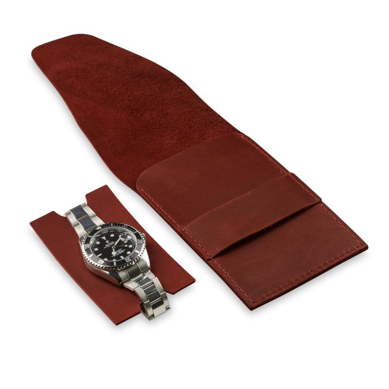 MAKYN Leather Watch Pouch, Single Watch Travel Case, Watch Travel Case, Watch Travel Pouch, Watch Sleeve (Cognac)