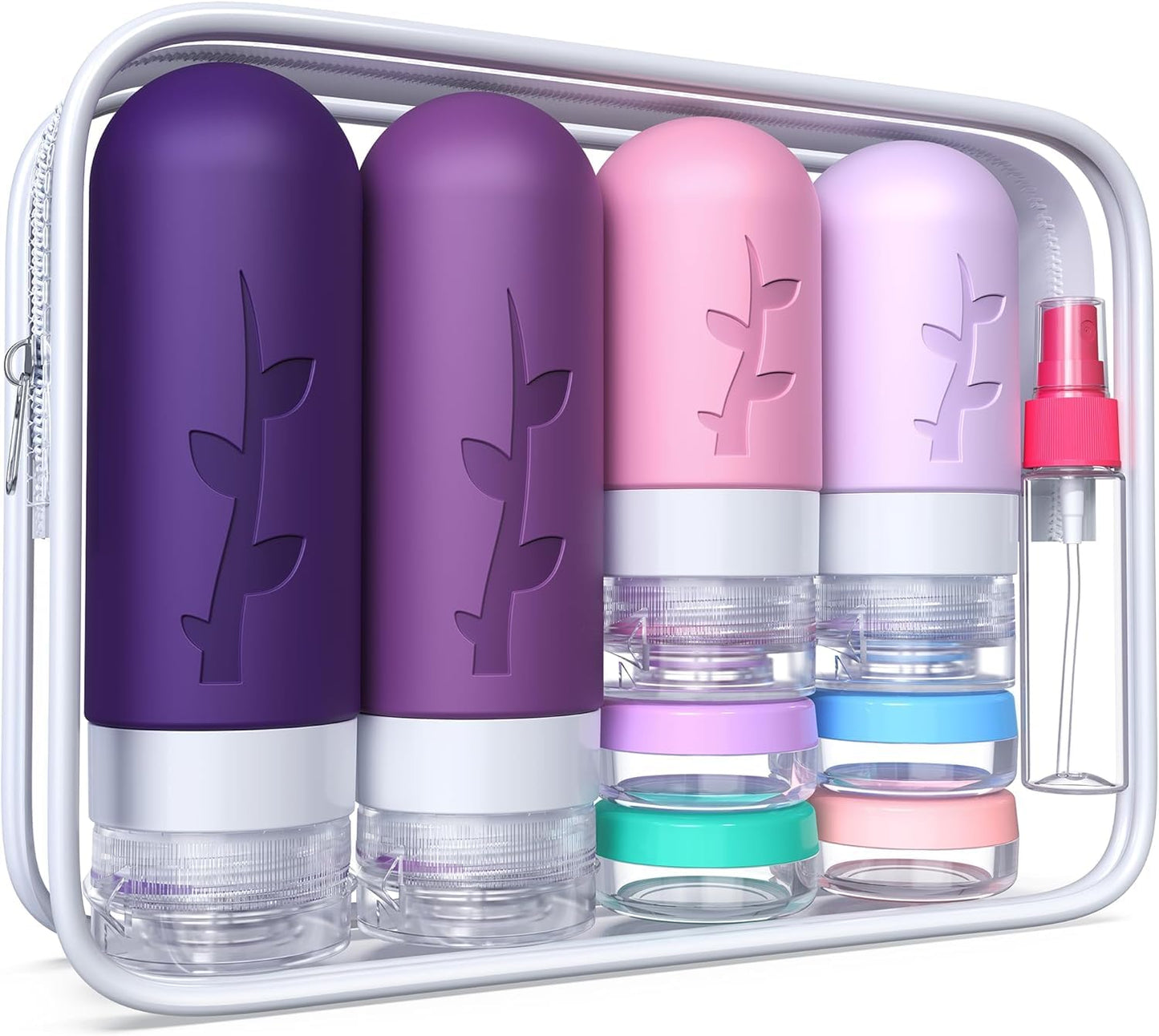 Travel Containers for Toiletries - 18-Pack TSA Approved Travel Bottles & Jars | Portable Essentials