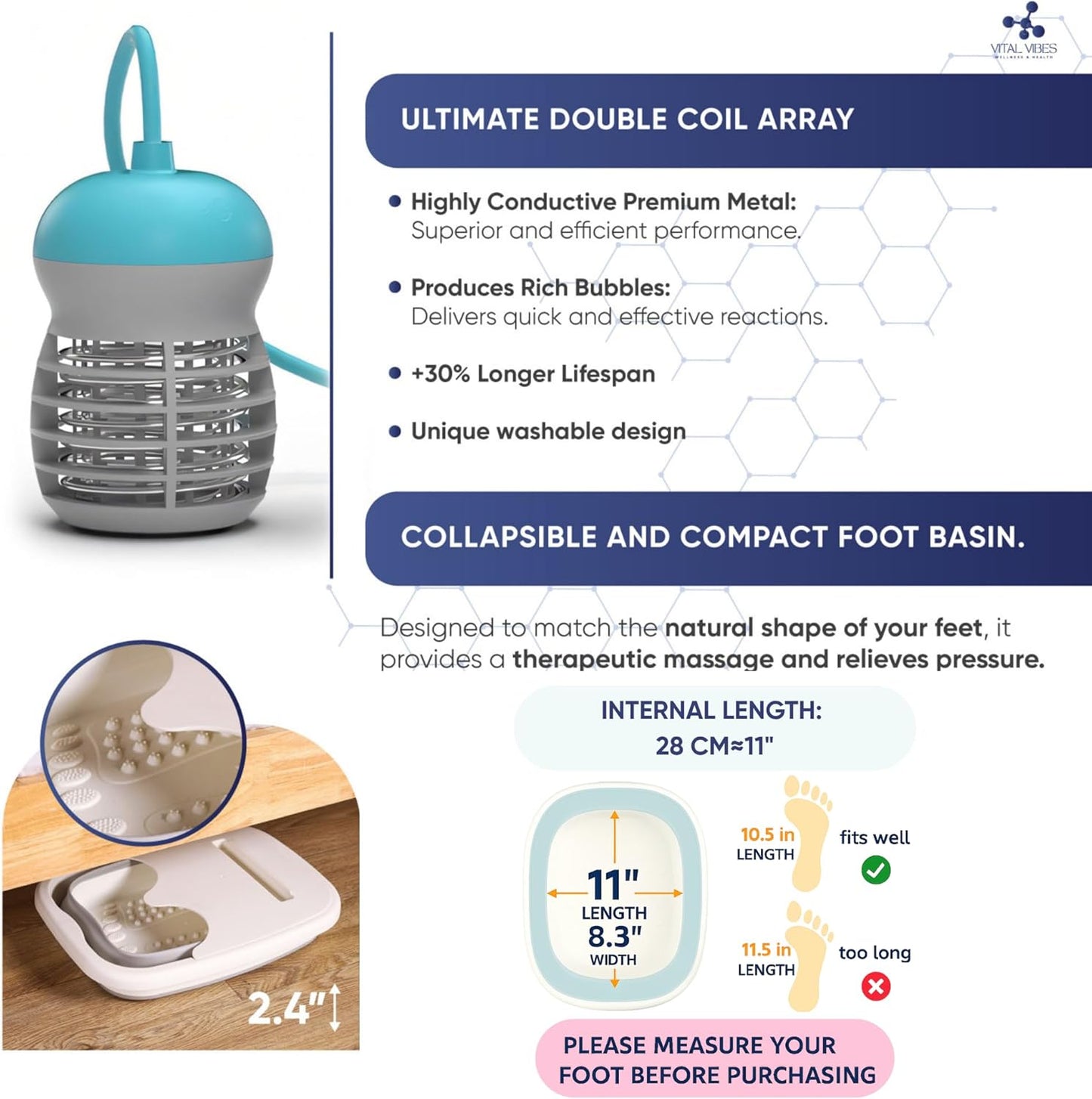 Ultimate Ionic Foot Bath Detox Machine - Spa-Quality Detox with Touch Display | Collapsible Tub & Epsom Salt Included