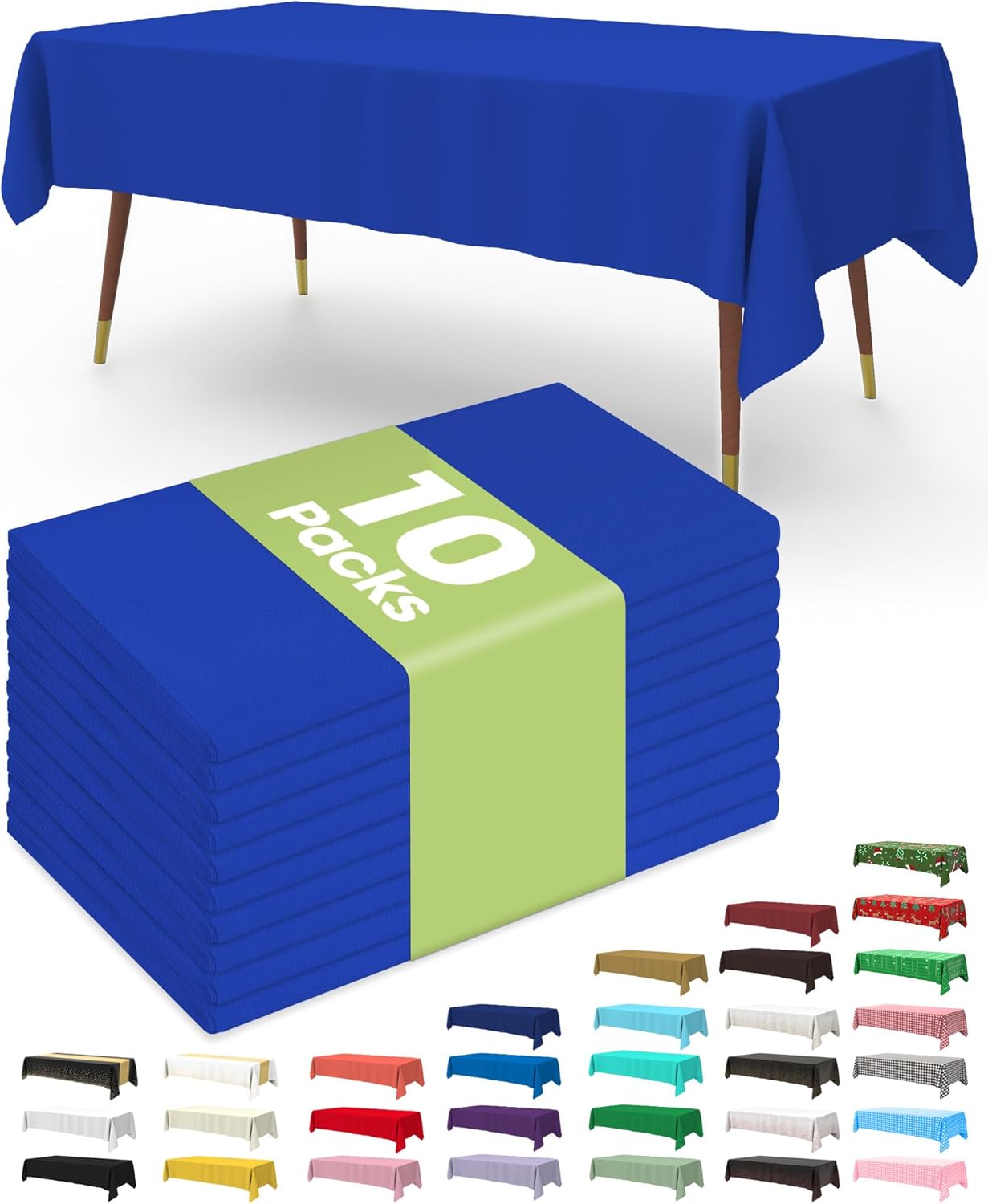 Plastic Table Cloths - 10 Pack Disposable 54 x 108 Inch for Parties, Picnics & Weddings | Rectangle White