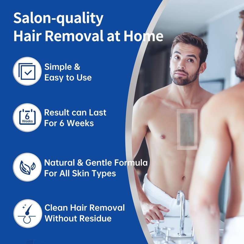 Beauty7 Men Wax Strips for Body, Ready to Use Waxing Strips, Facial Hair Removal Wax, Legs Arms Chest At Home Waxing, 20 Waxing Strip 4 Calming Oil Wipes