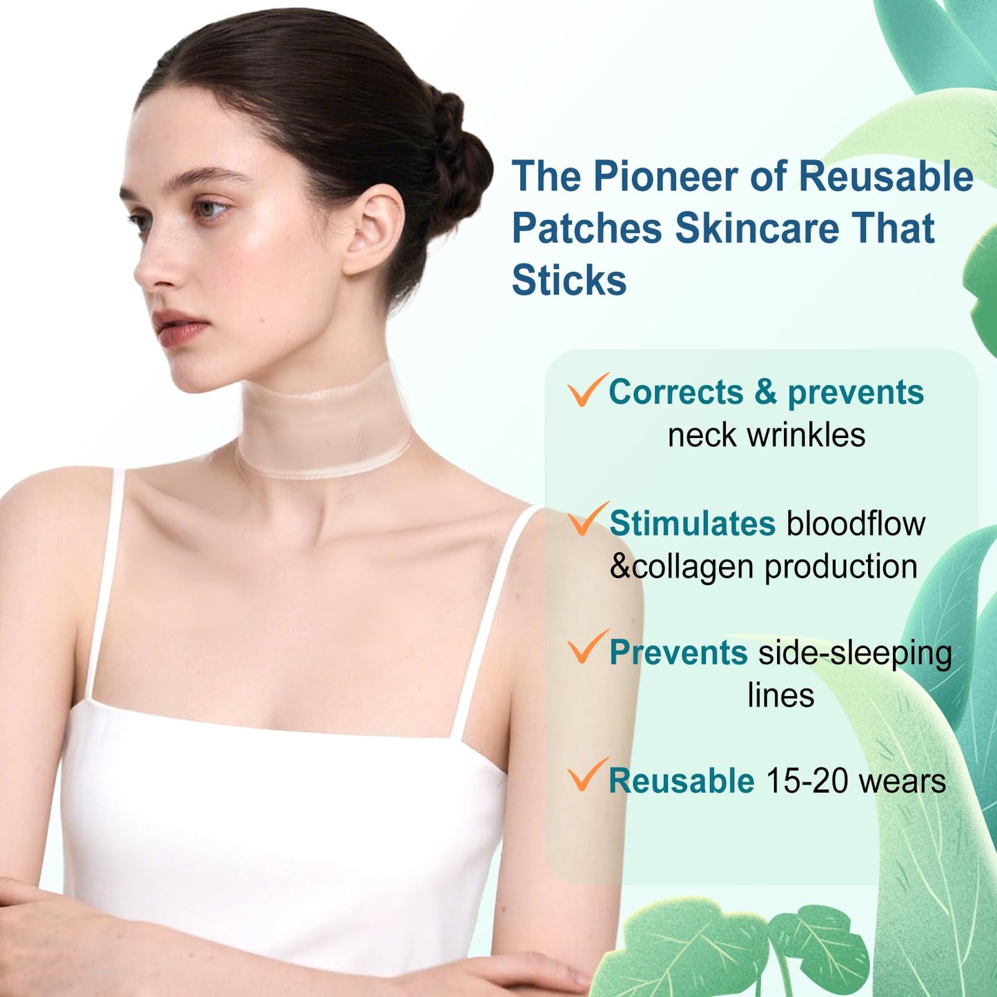 DUBPIRT 5 PCS Silicone Neck Wrinkle Patches - Reusable Overnight Anti-Wrinkle Patches, Anti Aging Silicone Wrinkles Patche for Skin Firming & Neck（2.5 Months Supply - Upgrad Versions2
