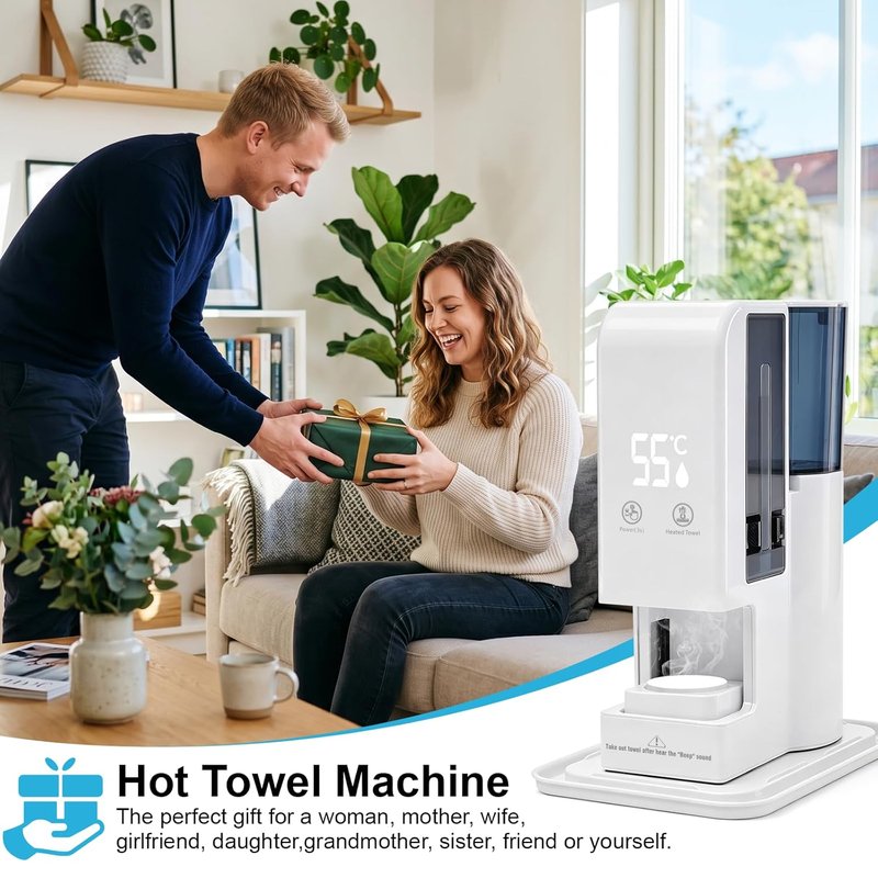 Towel Warmer Machine - Portable Face Towel Heater with Steam | 5-Second Fast Heating, 55°C (131°F) Constant Temperature, 100PCS Towels Included