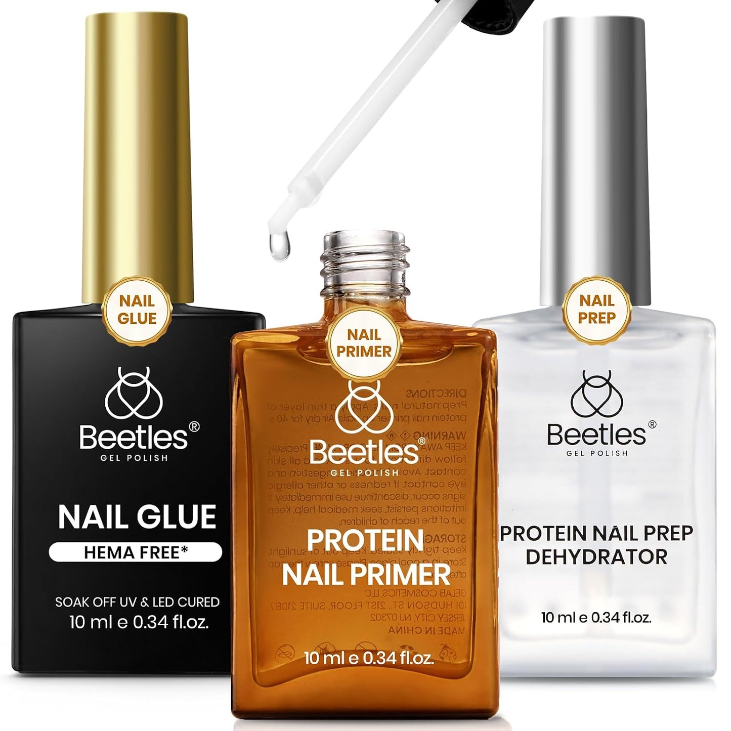 Beetles Gel Nail Kit - Almond Short 288pcs Nail Tips with Hema-Free Glue & Base Gel Set | DIY Acrylic Press-On Nails