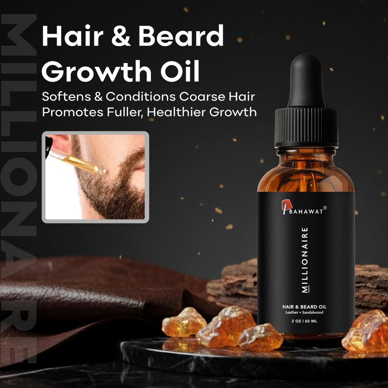 BAHAWAT Beard Oil -Premium Beard Oil Conditioner & Softener - Leather Sandalwood scent- Eliminates Beard Itch, Promote a Healthy, Full Beard, Natural Ingredients, 2 ounce.