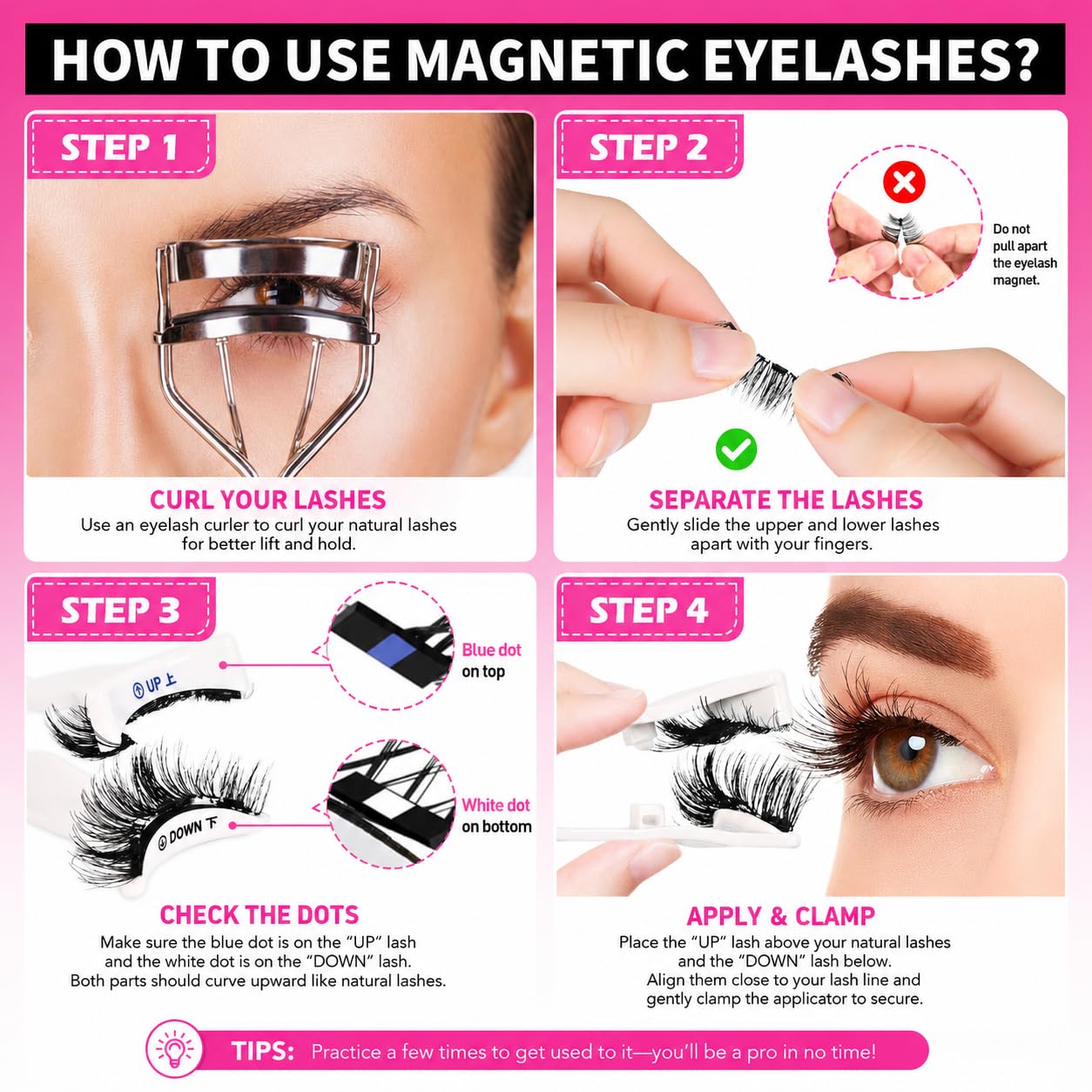Vevela Magnetic Eyelashes Kit, 1 Pair Magnetic Lashes Natural Look with Applicator, No Glue Needed & Reusable，Easy to Wear and Remove (VE-US-YC-1D01)