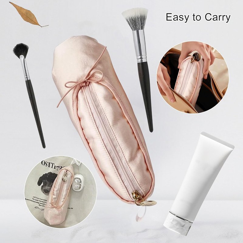 Ballet Shoe Pink Makeup Bag - Cute Cosmetic Organizer for Girls | Mini Bow Design, Perfect for Dance Recitals