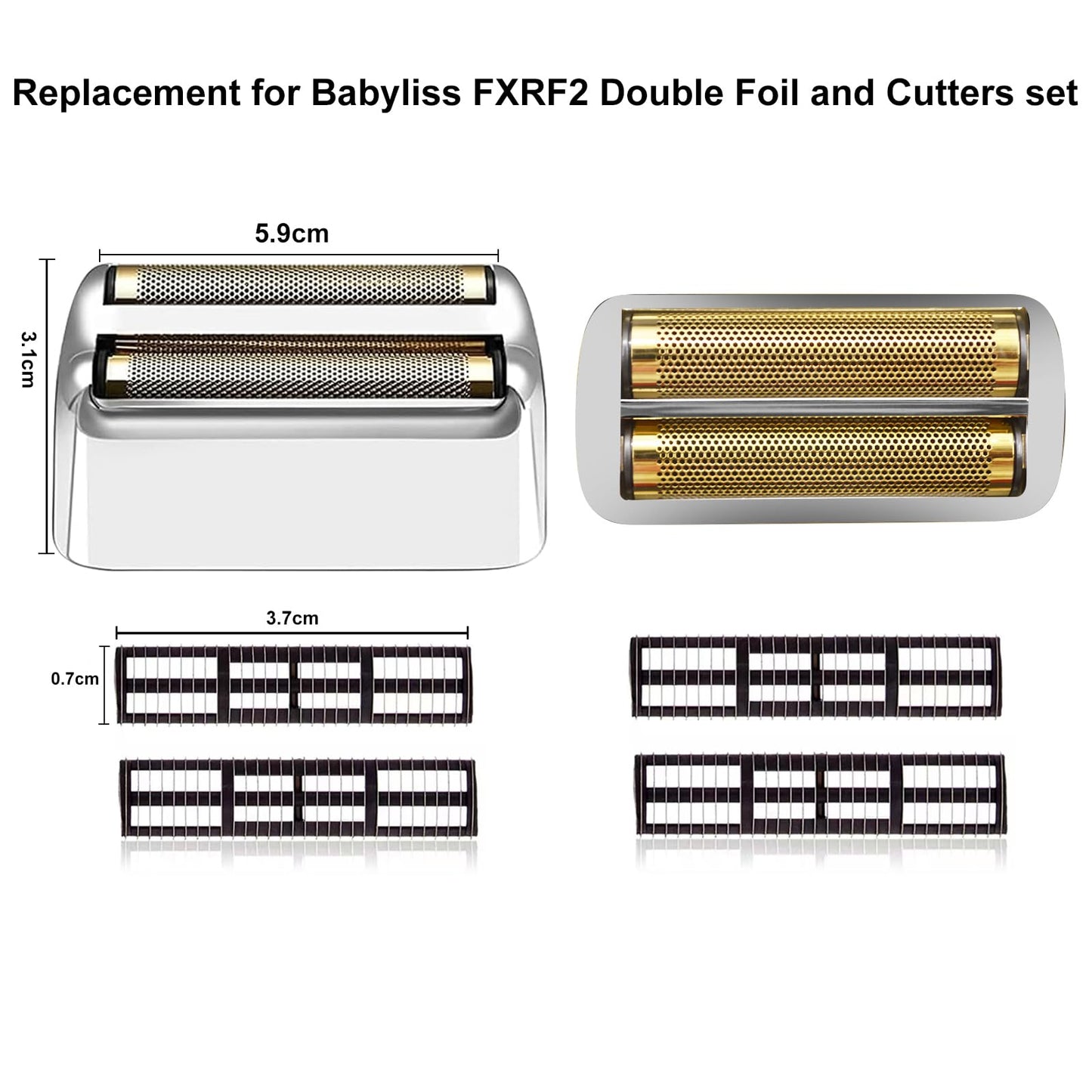 Silver Replacement blades Foil and Cutters Compatible with BaBylissPRO Barberology FXFS2 Shaver foil Replacement Heads(1 pack ）