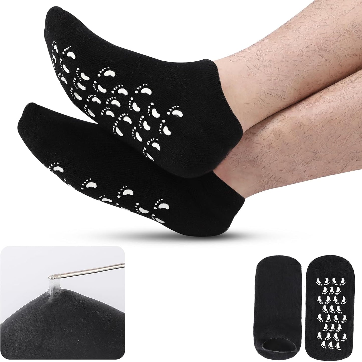 Silicone Moisturizing Socks for Men - Soft Foot Care for Dry, Cracked Feet | Size L (11”)