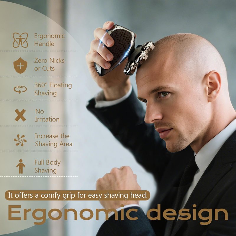 7D Head Shavers for Bald Men, Water Proof Electric Razor for Men with LED Display, Detachable Wet/Dry Anti-Pinch Head Shavers, Shaving Grooming Kit for Balder, Perfect for Home & Travel(Black)