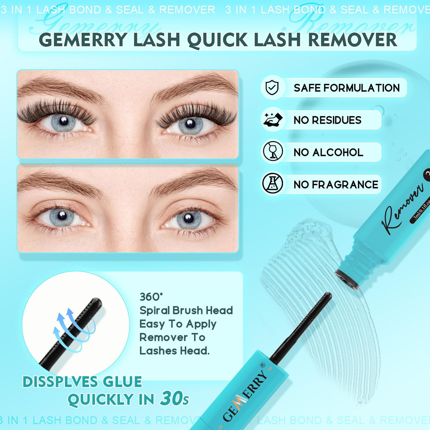 GEMERRY Lash Bond and Seal Remover 3-in-1 (3ml/3ml/3ml)
