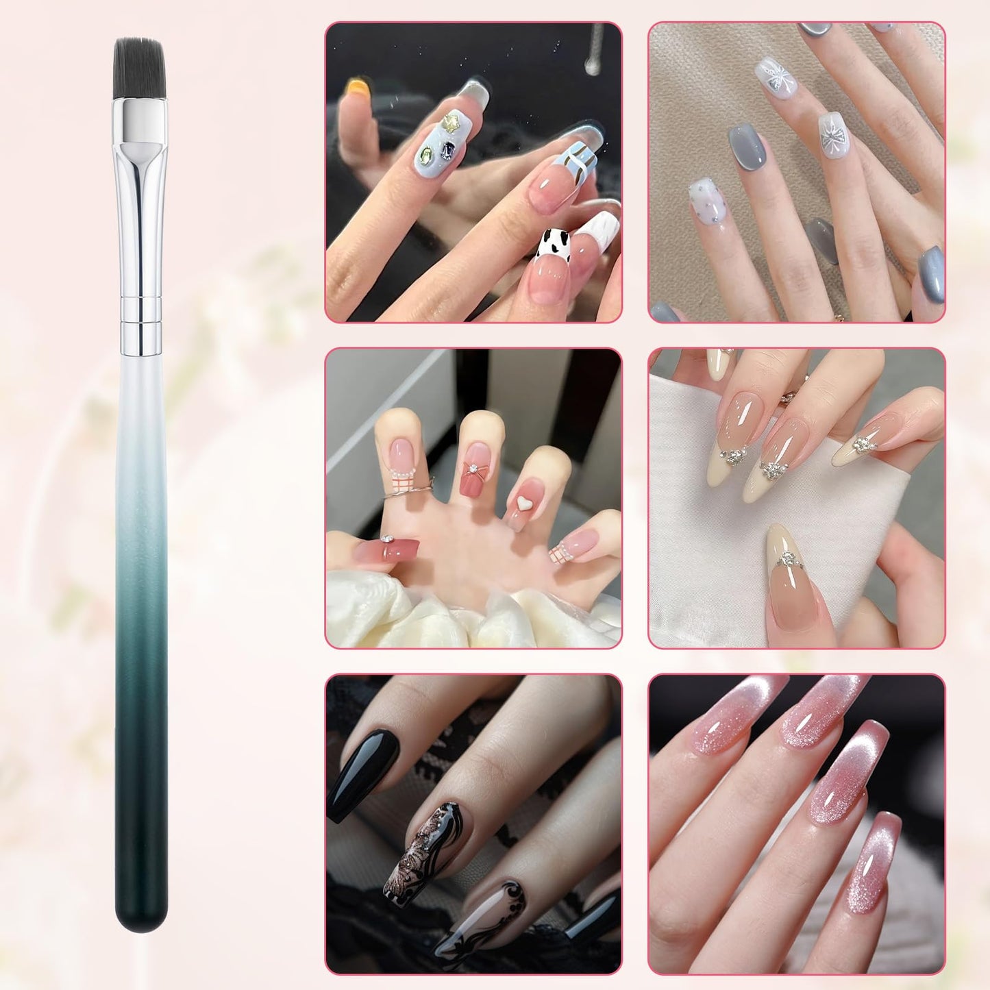 4PCS Nail Art Clean Up Brushes Round & Flat Brushes for Professional Nail Painting French Tip Detail Remover Manicure Brush Detail Nails Art Brush for Design Polish Painting DIY Mistake Cleaning
