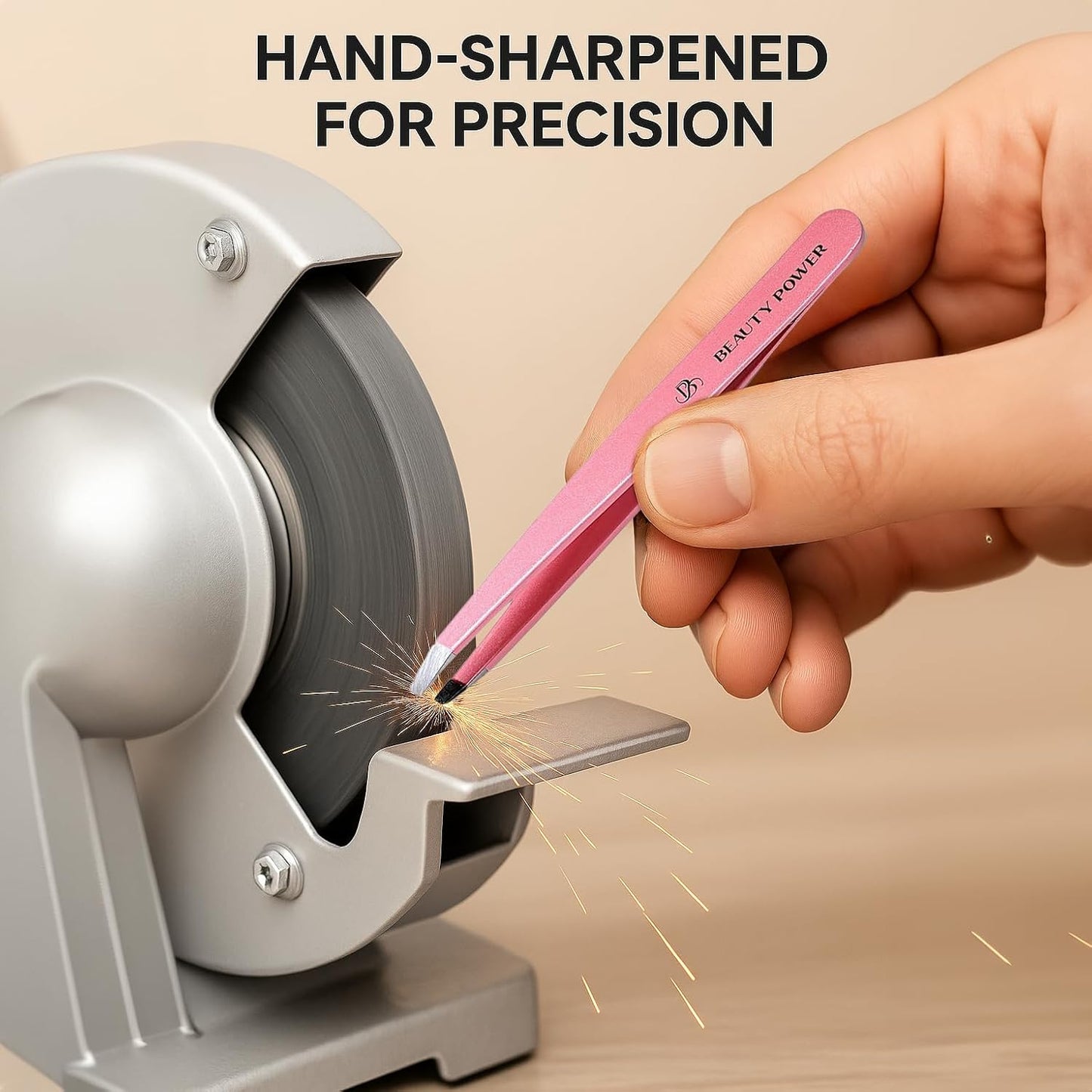 Precision Tweezers - Stainless Steel Slant Tip Eyebrow Tweezers for Facial Hair & Brow Shaping | Professional Beauty Tool (Pink)