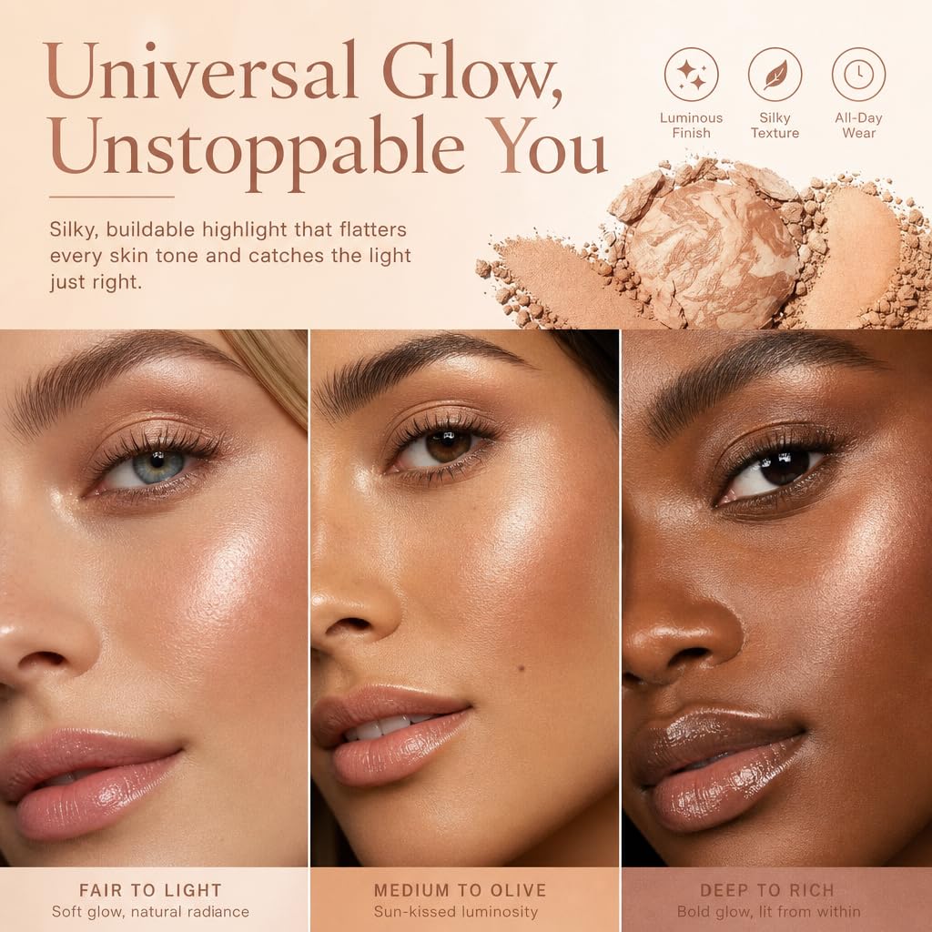 Baked Makeup Palette - All-in-One Eyeshadow, Blush & Highlighter | 6 Neutral Warm Tones, Travel-Friendly Compact