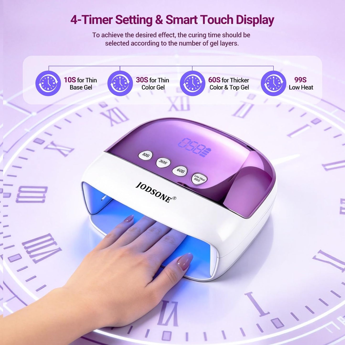 Cordless LED Nail Lamp - Rechargeable Portable Nail Dryer with LCD Display & 4 Timers | Ideal for Home & Salon Use